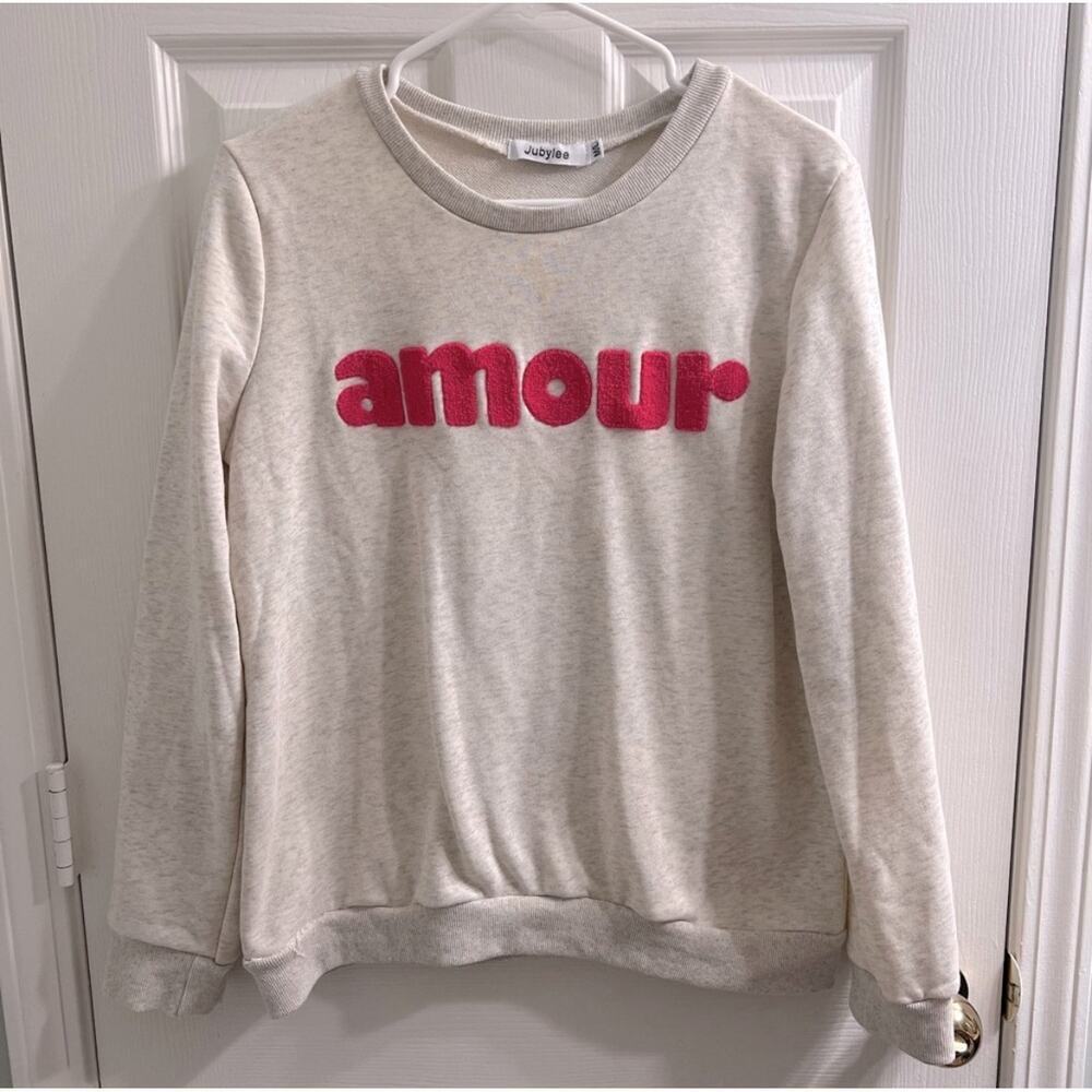 Jubylee Women's Amour Valentine's Day Crew Neck Sweatshirt Size M/L Pink‎ Love